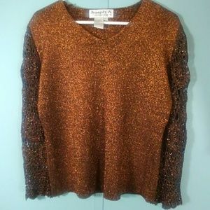 Metallic L Sweater Crochet Sleeve Viscose Joseph A